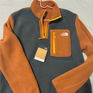 The North Face Asphalt Gray and Orange 1/4 Zip Fleece